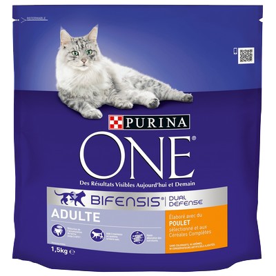 PURINA ONE Chat Adulte - Poulet & Céréales Complètes - 1.5 KG - Croquettes