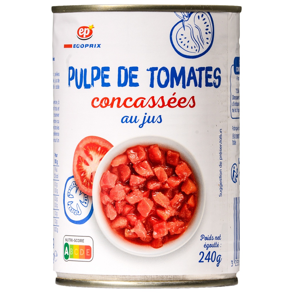 Tomates Pelées en Dés au Jus 240g