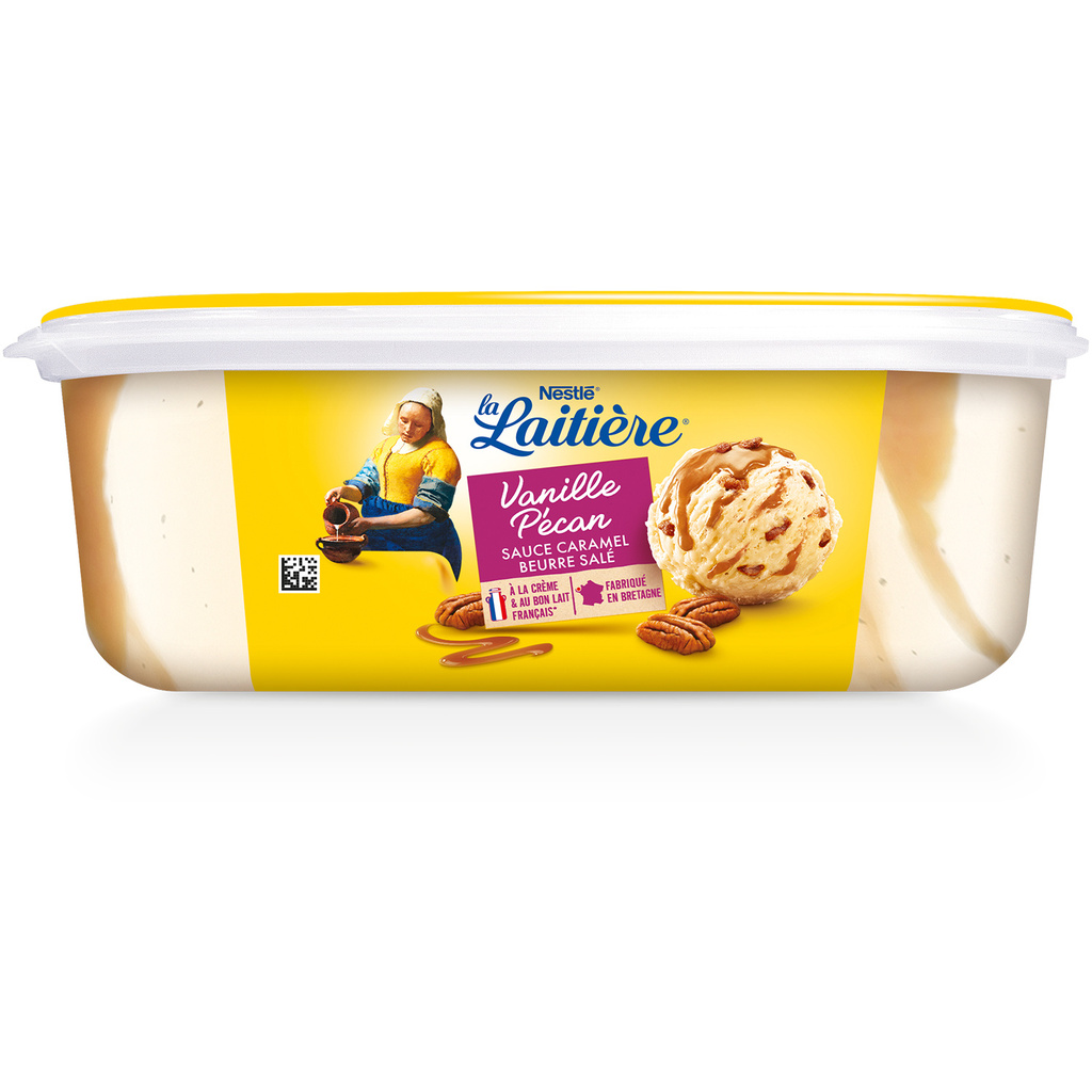 LA LAITIÈRE Bac Vanille Pécan, Sauce Caramel Beurre Salé