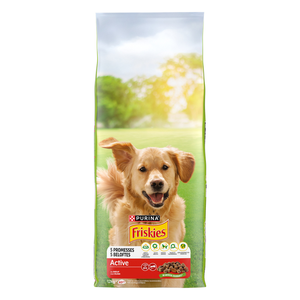FRISKIES Vitafit Active Croquettes Chien Adulte au Bœuf 12KG