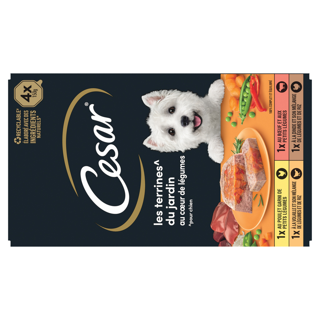 CESAR Trays LES TERRINES DU JARDIN vegetable heart for adult dogs 4x150g
