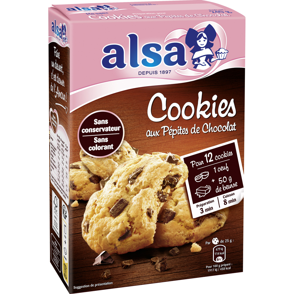 Alsa Préparation Cookies aux Pépites de Chocolat 240g