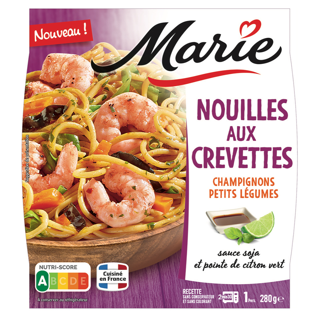 Nouilles aux Crevettes, Champignons Noirs & Légumes 280G MARIE
