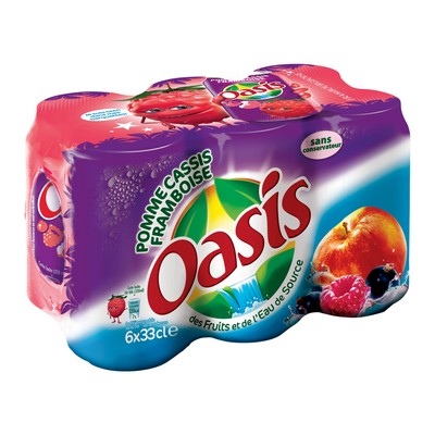 OASIS FRUITS APPLE BLACKCURRANT RASPBERRY SLEEK CAN 6X33CL