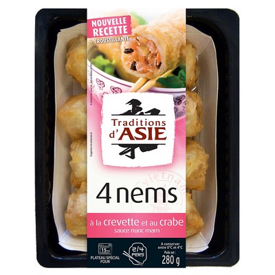 4 Nems Crevette & Merlu, Sauce Nuoc-Mâm Traditions d'Asie 280 G