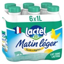 Matin Léger Lactel Skimmed Lactose-Free Milk UHT Bottle 6x1L