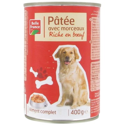 Belle France Chunky Dog Food with Beef 400g Can