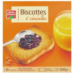 [002923] BISCOTTE 6 CEREALES X 36 TRANCHES BF ETUI 300 G