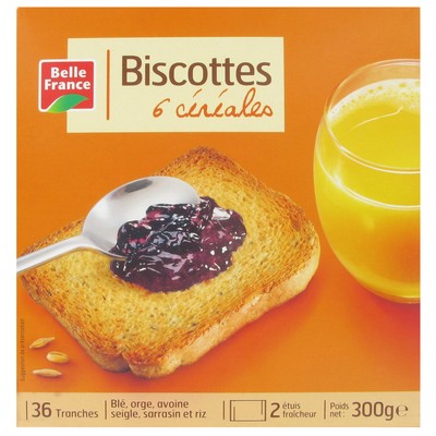[002923] BISCOTTE 6 CEREALES X 36 TRANCHES BF ETUI 300 G