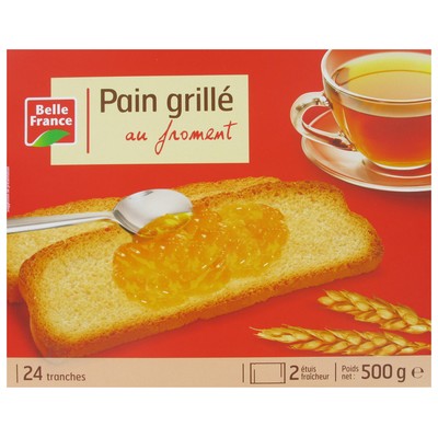 [002766] Wheat Toast Bread 24 Slices Belle France Box 500g