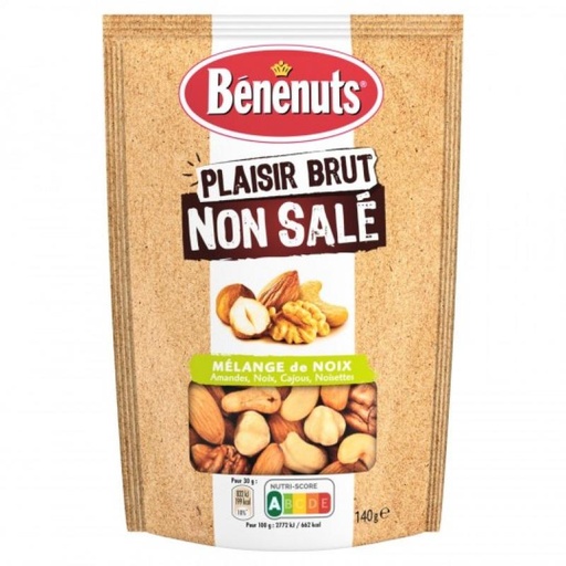 [046805] Bénénuts Plaisir brut Mélange de noix amandes, noix, cajous, noisettes 140 g