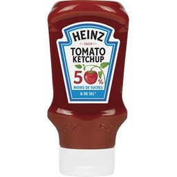 [268383] Heinz Tomato Ketchup 50% sucres et sel en moins 435 g flacon souple top down