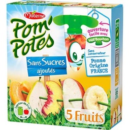 [330449] POM'POTES Compotes Gourdes 5 Fruits Jaunes 4x90g