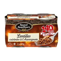 [537985] Raynal et Roquelaure Lentilles Cuisinées Auvergnate lot de 2x200g