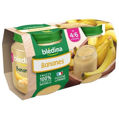 [545905] BLEDINA POTS FRUITS Mon 1er Petit Pot Bananes 2x130g Dès 4/6 mois