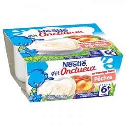 [548560] NESTLÉ P'TIT ONCTUEUX au Fromage Blanc Pêche - 4 x 100g - Dès 6 mois