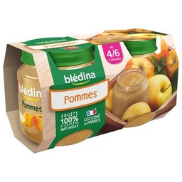 [493585] BLEDINA POTS FRUITS Mon 1er Petit Pot Pommes 2x130g Dès 4/6 mois