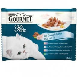[558601] GOURMET PERLE Duo de la Mer - 4 x 85 g - Sachets fraîcheur pour chat adulte