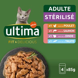 [611368] ULTIMA sachet repas Chat Stérilisé Volailles & Poissons 4x85g