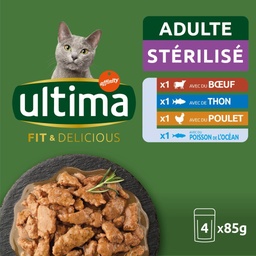 [611400] ULTIMA sachet repas Chat Stérilisé Viandes & Poissons 4x85g