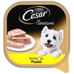 [526301] CESAR Barquette LES TERRINES CLASSIQUES au poulet pour chien adulte 300g