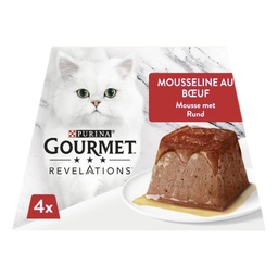 [602680] PURINA GOURMET™ REVELATIONS™ Mousseline au Bœuf nappée de sauce - 4 X 57g - Portions repas pour chats adultes