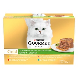 [603001] GOURMET GOLD Les Terrines aux Légumes - 12 x 85 g - Boîtes pour chat adulte