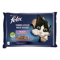 [603043] FELIX Tendres Effilés en Gelée - Sélection Mixte - 4x85g - Sachets fraîcheur pour chat adulte