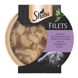 [583146] CHICKEN SHRIMP FILET TRAY CATFOOD 60G SHE