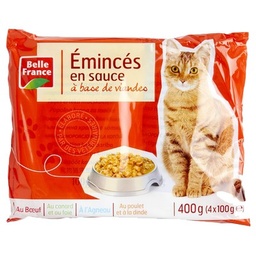 [574624] EMINCE SAUCE CHAT VIANDE BF POCHON 4 X 100 G