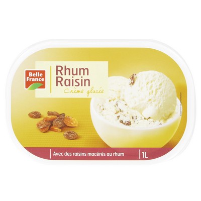 [992289] CREME GLACEE RHUM RAISIN BF BAC 1 L 555 G