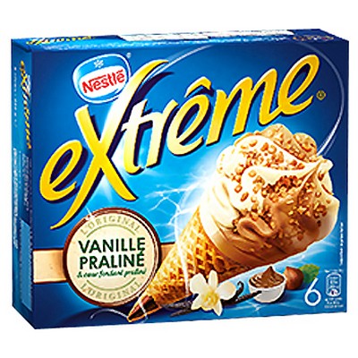 [994921] Cônes Extrême Vanille Praliné cœur fondant Praliné 6x71g