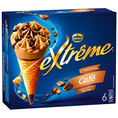 [996280] Cônes Extrême Café sauce au café et Pépites 6x71g