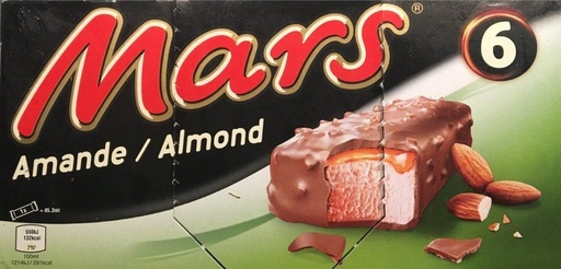 [997320] Mars glace nappée de caramel (16%), enrobage cacao (31%) 6 barres 297ml 240g
