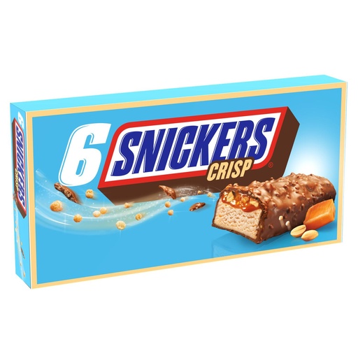 [997627] Snickers glace, cacahuètes (12%) et caramel fondant (16%) dans un enrobage cacao (27%) 6 barres 301.8ml 273.6g