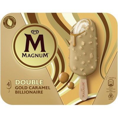 [842146] Magnum Glace Bâtonnet Double Gold Caramel Billionaire 4x85ml