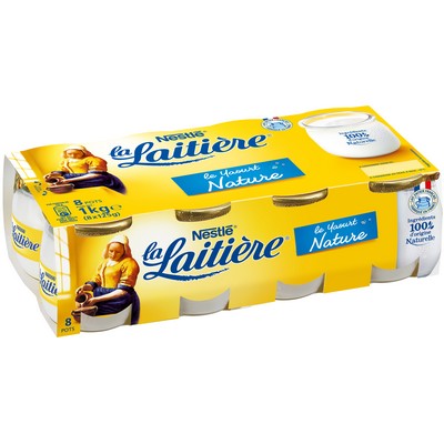 [670026] La Laitiere Yaourt pot de verre Nature 8x125g