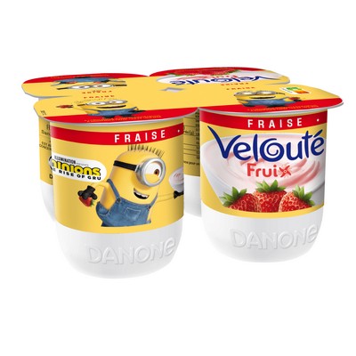 [665067] Danone Velouté fruix yaourt aux fruits brassé fraise 4x125g