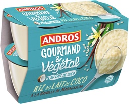 [672865] Andros Dessert Végétal Riz Vanille au lait de Coco 4x100g