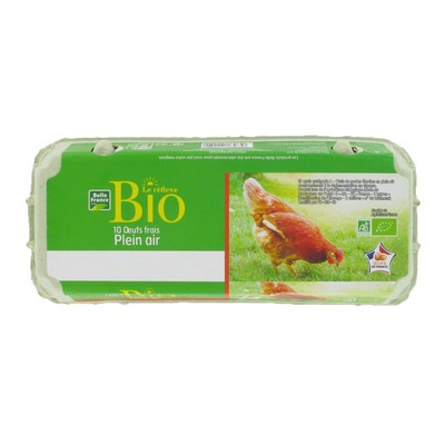 [663641] OEUF FRAIS PLEIN AIR MOYEN GROS X10 BIO BF  BOITE
