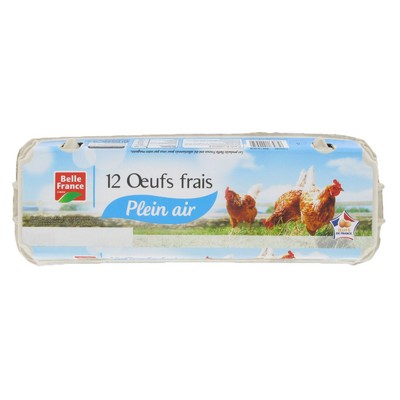 [718189] OEUF FRAIS PLEIN AIR CALIBRE MOY/GRO X 12 BF BOITE