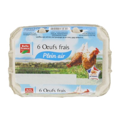 [663286] OEUF FRAIS PLEIN AIR CALIBRE MOY/GROS X 6 BF BOITE
