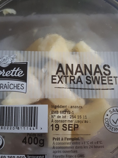 [599803] ANANAS Morceaux Extra Sweet 400 G
