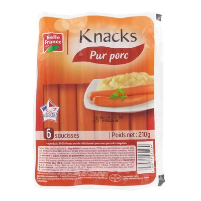 [929844] SAUCISSES DE STRASBOURG KNACKS X 6 BF 210 G 