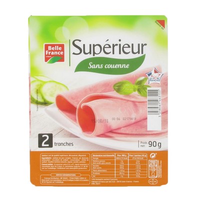 [765925] JAMBON CUIT SUP DD X 2 TRANCHES BF BARQUETTE 90 G