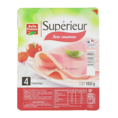 [765800] JAMBON CUIT SUP AC X 4 TRANCHES BF BARQUETTE 180 G