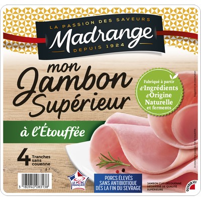[911925] MON JAMBON SUPERIEUR A L'ETOUFFEE CSN VPF PSA 4 TRANCHES X 40G MADRANGE