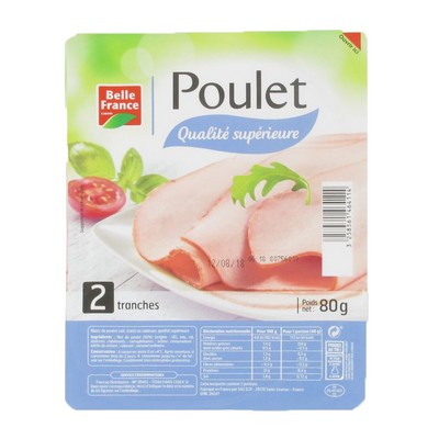 [765685] BLANC DE POULET X 2 TRANCHES BF BARQUETTE 80 G