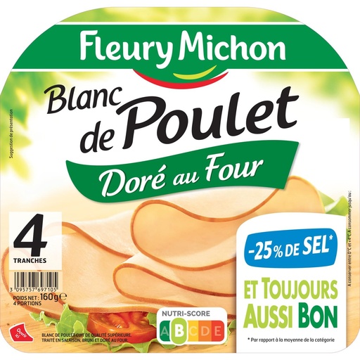 [834283] 4 tr. Blanc de POULET, - 25 % de SEL