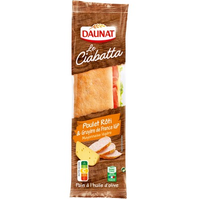 [508622] CIABATTA POULET ROTI GRUYERE DE FRANCE IGP DAU 200G
